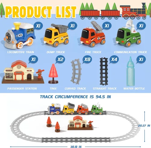 Miniatura 6 de Juego de Tren MORECOLL para Niños Pequeños con Vapor, Música y Luces - Primer Tren Choo Choo para Niños Pequeños, Juego de Tren Eléctrico