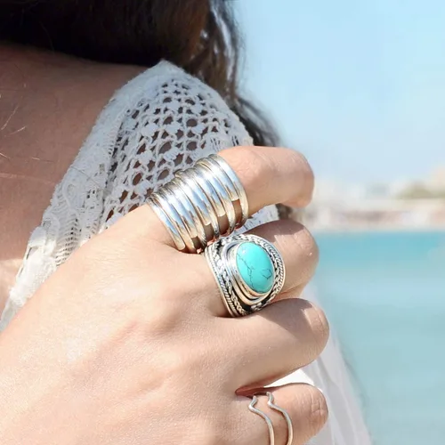 Miniatura 2 de Boho-Magic Anillos de plata de ley 925 para mujer, anillo ancho