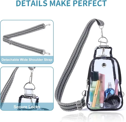 Miniatura 5 de Edraco Bolsa transparente aprobada para estadios, bolsa transparente con correa bordada