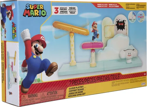 Miniatura 7 de Super Mario Cloud World Diorama Set con figura de acción Running Mario de 2.5 pulgadas