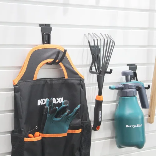Miniatura 3 de Ganchos Slatwall, paquete de 8 organizadores de pared de garaje resistentes para herramientas eléctricas y cables, ganchos para colgar en la pared