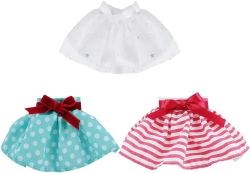 E-TING 3 piezas de vestido de Santa para muñeca elfo, accesorios de Navidad (falda blanca + falda de lunares verdes + falda a rayas rojas y blancas)
