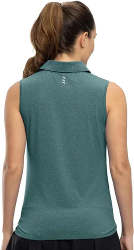 Miniatura 4 de YSENTO Camisas de golf sin mangas para mujer, ropa con cuello de 14 con cremallera de secado rápido, camisas polo de tenis