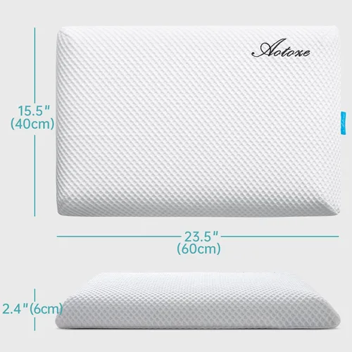 Miniatura 5 de Almohada de espuma viscoelástica ultra fina y plana de 2.4 pulgadas de alto, almohada delgada y fina de perfil bajo para dormir boca abajo
