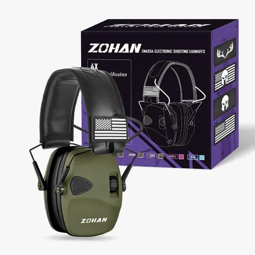 Miniatura 18 de Orejeras de protección electrónica contra el ruido (NRR22dB) de ZOHAN EM054, Verde 1pack - verde