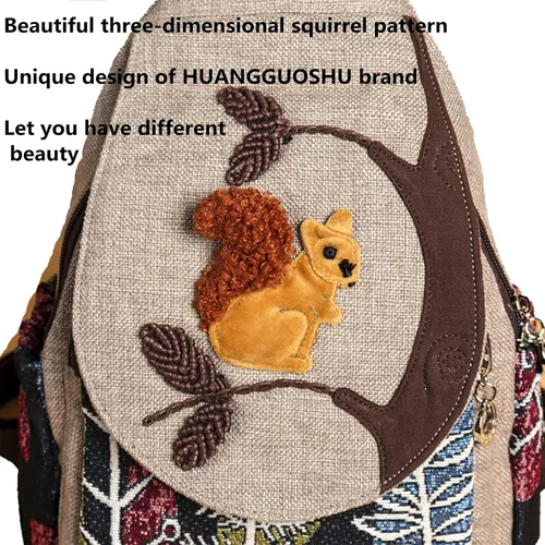 Miniatura 98 de HUANGGUOSHU Mochila de algodón tejida de algodón bohemio con bordado de lona estilo bohemio con múltiples bolsillos retro linda mochila cartera