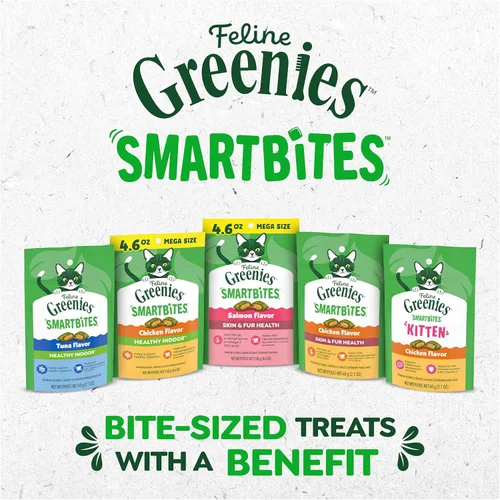 Miniatura 8 de Greenies Feline Smartbites - Golosinas saludables para gatos de interior, sabor a atún, tina de 16 onzas