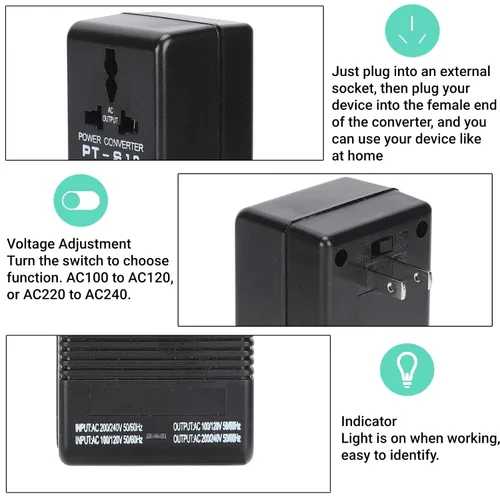 Miniatura 4 de Convertidor de voltaje 100 W CA 100 V-120 V a 220 V-240 V transformador de potencia para teléfono portátil cargador de cámara enchufe universal