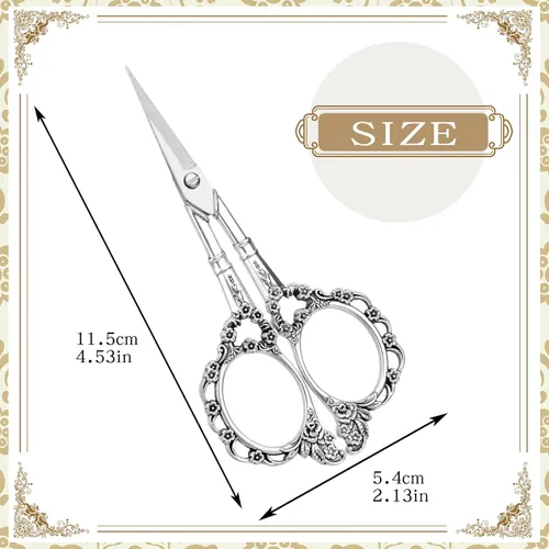 Miniatura 2 de Tijeras de bordado, tijeras vintage de ciruela, lindo estilo europeo vintage de 4.4 pulgadas para coser manualidades, herramientas de bricolaje