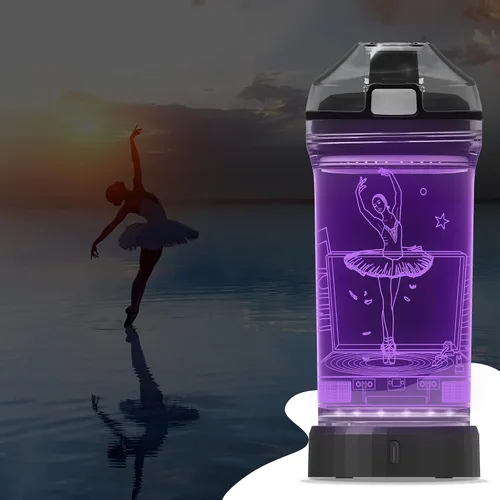 Miniatura 4 de YuanDian Botella de agua para niños con luz LED 3D - 14 onzas Tritan libre de BPA ecológica - 7 colores luz tazas de bebida geniales, regalo