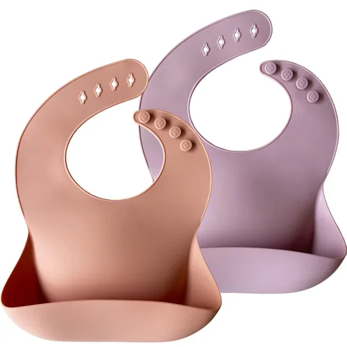 Miniatura 14 de Moonkie Juego de 2 baberos de silicona para bebés, sin BPA, impermeables, para comer, baberos de silicona suaves y ajustables para bebés de 6 a 12