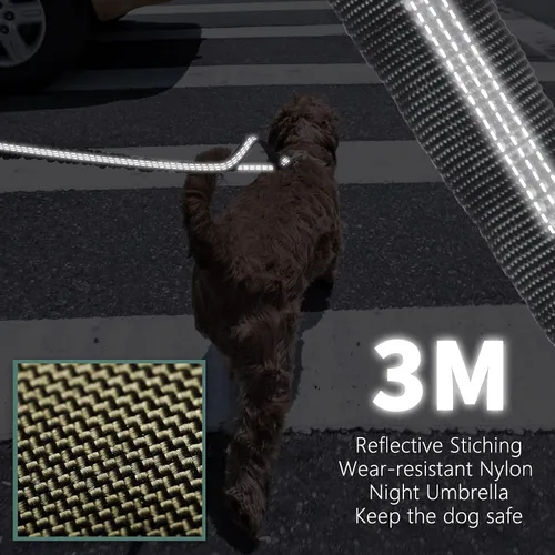 Miniatura 6 de BUMBIN Correa elástica de 6 pies con 2 asas para perros grandes, medianos y pequeños, resistente, sin tirones, absorción de golpes con cinturón