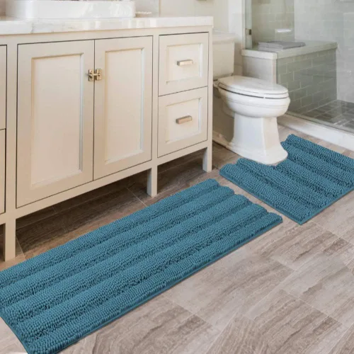 Miniatura 107 de H.VERSAILTEX - Alfombras de baño, juego de 2 piezas, alfombra de contorno para baño, juego de alfombras para inodoro, alfombra antideslizante