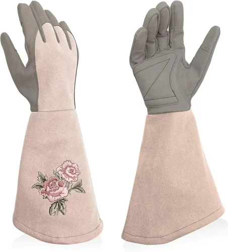 Miniatura 8 de Rose Pruning Gloves Thorn Resistant, Embroidery Gardening Gloves with Extra Long Forearm Protection Rosa rojo