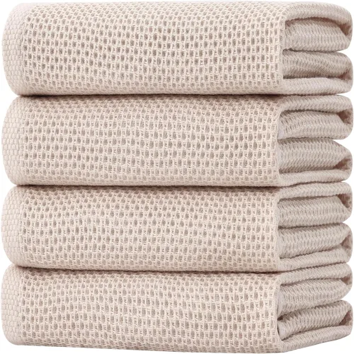 Miniatura 102 de Homaxy Paños de cocina de 100% algodón con tejido de gofre, ultra suaves, absorbentes, de secado rápido, 12 x 12 pulgadas, paquete de 6, amarillo