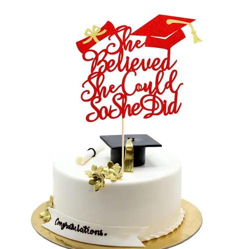 Miniatura 39 de Arthsdite 1 Pieza Decoración para Pastel de Graduación con Purpurina Dorada "So Proud of You" - 2025 Graduado Felicitaciones Senior Decoración