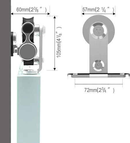 Miniatura 4 de TSMST Kit de herrajes para puerta corrediza de granero de 6.6 pies, riel de puerta de granero resistente de acero inoxidable para montaje superior