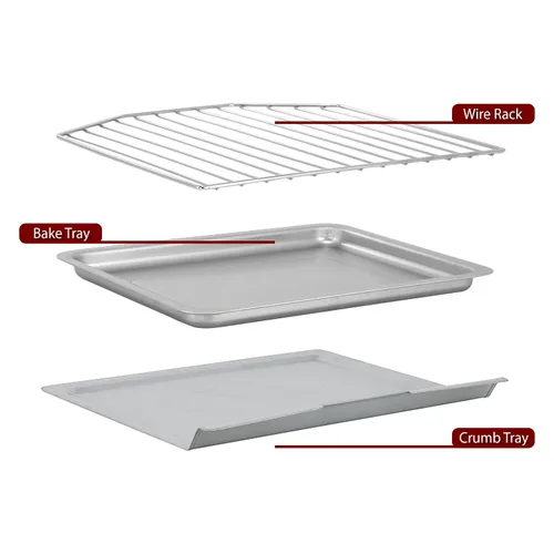 Miniatura 5 de MegaChef Horno Tostador Eléctrico Multifunción de Acero Inoxidable con Puerta Francesa de 26.4 Cuartos con Control de Temperatura y Temporizador