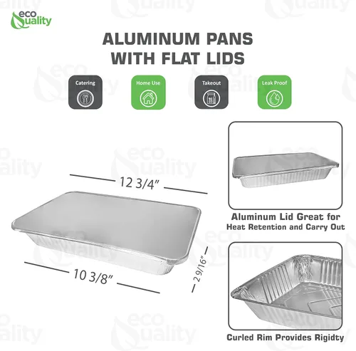 Miniatura 3 de Sartenes de aluminio desechables de 9 x 13 pulgadas, bandejas de aluminio de tamaño medio con tapas, mesa de vapor resistente, sartenes de papel