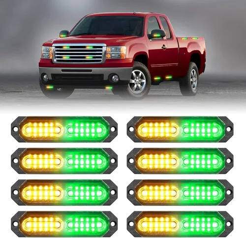 Miniatura 16 de HLauto 1200T Luces de rejilla estroboscópicas de emergencia: 8 piezas 12 LED con función de sincronización, luces de advertencia de seguridad