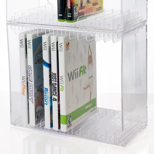 Miniatura 7 de STORi Stackable Clear Plastic DVD Organizer with Rubber Feet Rectangular Holder Perfect for Theater Room Holds up to 14 Standard DVD Cases