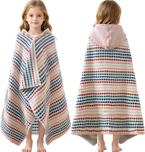 Miniatura 14 de VOOVA & MOVAS Poncho de Toalla de Baño Gruesa con Capucha para Niños (4-8 Años) - Bata de Toalla de Natación de Algodón Turco Suave y Absorbente