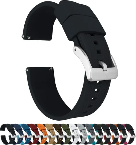 Barton - Correas élite de silicona para reloj, de liberación rápida, elige el color de la correa y de la hebilla (acero inoxidable, PVD negro o gris