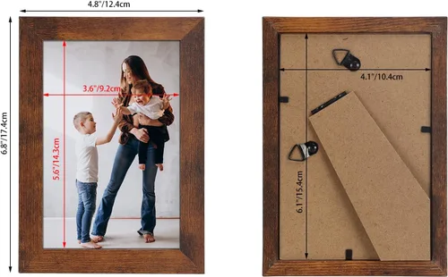 Miniatura 2 de Paquete de 1 portarretratos de 4 x 6 pulgadas para mesa y pared, marco de color lino vintage de 4 x 6 pulgadas, marco de fotos rústico