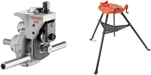 Miniatura 9 de RIDGID 25638 Modelo 975 2 en 1 Máquina ranuradora de rollos combinada portátil y llave de tubo recta de aluminio RIDGID 31100 modelo 818 Paquete