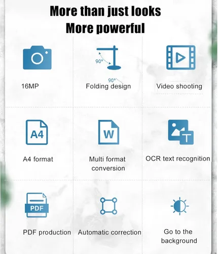 Miniatura 8 de Cámara de documentos USB, cámara web de documentos 4K Ultra 16MP con ángulo ajustable, enfoque manual automático, ajuste de brillo para aprendizaje