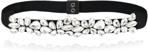 Miniatura 19 de Cinturón de diamantes de imitación para mujer, cinturones de vestir brillantes y delgados, cinturones de cintura elásticos para dama elegante