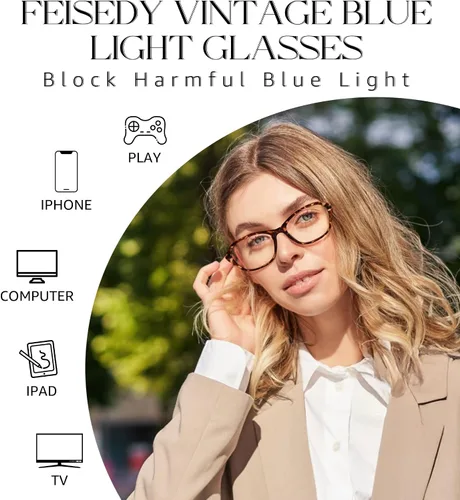 Miniatura 4 de FEISEDY Gafas de luz azul de moda rectangulares para mujer, marcos pequeños retro vintage, gafas de moda de los 90 cuadradas B0255