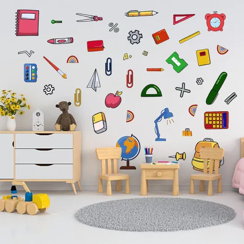 Miniatura 3 de ALIBBON Calcomanías de regreso a clases para niños, calcomanías de cosas escolares, calcomanías de pared extraíbles para niños, suministros