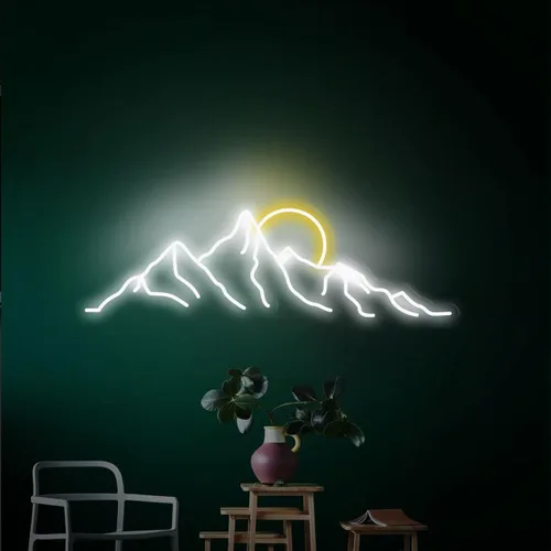 Miniatura 9 de Letrero de neón LED con diseño de montaña y puesta de sol de 18 pulgadas, letrero de neón con diseño de montaña y amanecer, regalos para la oficina