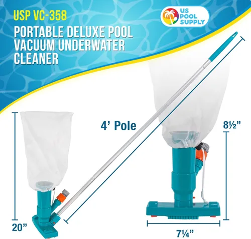 Miniatura 2 de U.S. Pool Supply Aspiradora de piscina sobre el suelo, aspiradora manual de piscina, limpiador de spa para bañera de hidromasaje, estanques - poste
