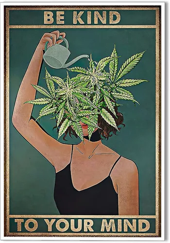 Póster vintage con texto en inglés «Be Kind To Your Mind» («Be Kind To Your Mind») con cita de salud mental, pósteres artísticos de pared geniales y