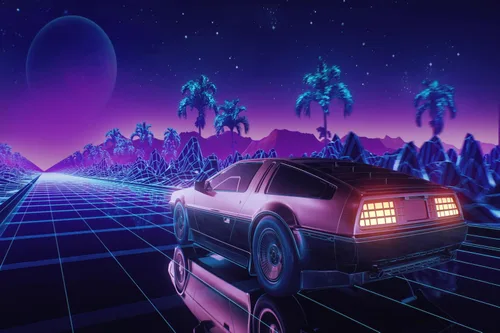 Miniatura 5 de Telón de fondo para automóvil Cyberpunk de 5 x 3 pies, estilo retro futurista, estilo punk, coche de carreras, automóvil de carreras punk, fondo