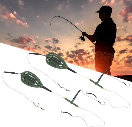Miniatura 5 de plplaaoo Comedero de pesca de carpa, cesta de trampa de pesca, dispositivo de anidación de carpa de acero al carbono, bobina de alimentador de pesca
