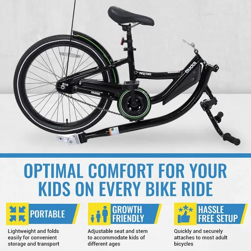 Miniatura 5 de KaZAM Co-Pilot - Remolque de bicicleta de 20 pulgadas con vástago BMX ajustable y manillar, marco de aluminio ligero y sillín acolchado