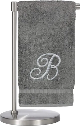 Miniatura 110 de Script R - Toalla de baño con monograma, regalo personalizado, 27 x 54 pulgadas, juego de 1 toalla bordada con texto dorado, 100% algodón turco