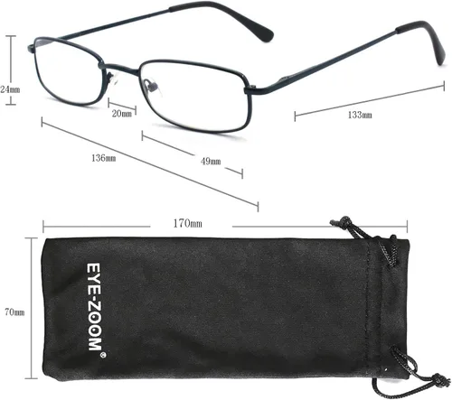 Miniatura 4 de 5 pares de lentes de lectura rectangulares de metal para hombres y mujeres, multicolor