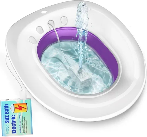Miniatura 9 de Bañera eléctrica para asiento de inodoro, hemorroides y cuidado posparto, asiento de vapor Yoni, remojo perineal, plegable, asiento ancho, cuenco