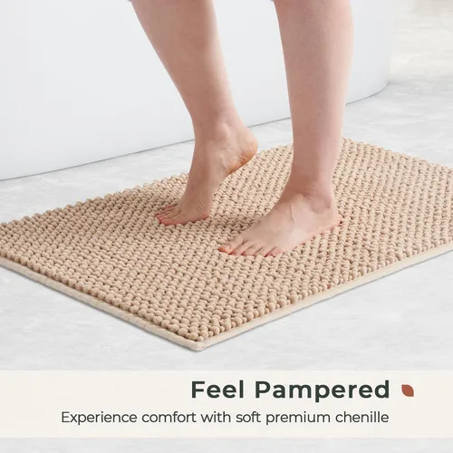 Miniatura 2 de FRESHMINT Juego de alfombras de baño de felpilla - 2 piezas 17 x 24 pulgadas + 20 x 32 pulgadas, alfombras antideslizantes y absorbentes