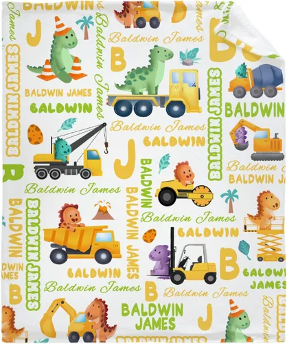Miniatura 15 de Manta con nombre de bebé con diseño de dinosaurios, regalos para amantes de los dinosaurios, niñas, niños, adolescentes y adultos, mantas