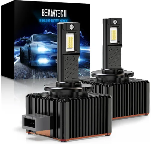 Miniatura 11 de BEAMTECH Bombilla D1S/D1R, 28000 lúmenes, 80 W, 6500 K, color blanco, Plug and Play, con ventilador de refrigeración, bombilla antiniebla ATV/UTV