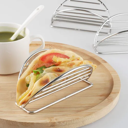 Miniatura 6 de Soporte para tacos de acero inoxidable, soporte para tacos, juego de cocina para tortillas, burritos, fiestas y restaurantes (soportes para taco)