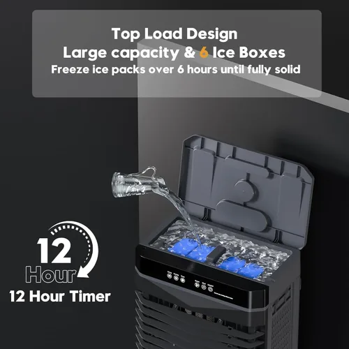Miniatura 7 de Auertech Enfriador de aire evaporativo, enfriador de pantano de 1800 CFM con tanque de agua de 5.3 galones y 6 paquetes de hielo, 3 modos y 3 Gris