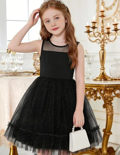 Miniatura 2 de Arshiner Vestido Formal Sin Mangas para Niños Pequeños, Vestido de Tul de Brillo Elegante y Bonito, Vestido de Fiesta, Vacaciones, Vestidos
