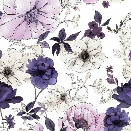 Papel tapiz floral para despegar y pegar, papel de contacto de flores de acuarela morado/blanco/rosa, papel mural botánico, autoadhesivo, extraíble,