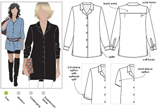 Style Arc Patrón de costura - Jane Over Shirt (tallas 18-30)